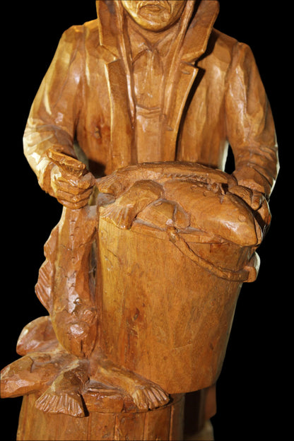 Marcel Guay, Wood Sculpture, Fish Monger