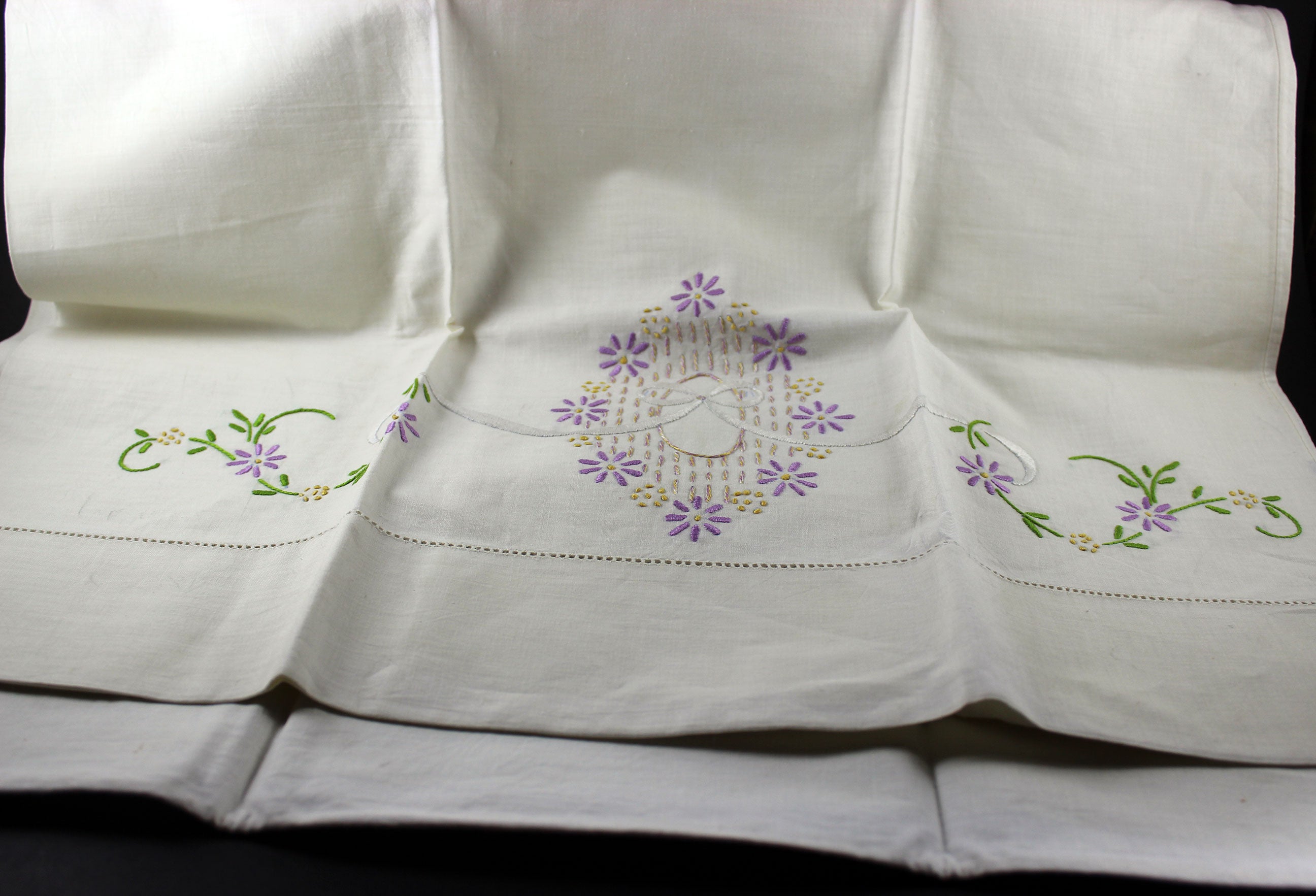 Vintage Floral Hand Embroidered Pillowcases