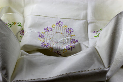 Vintage Floral Hand Embroidered Pillowcases