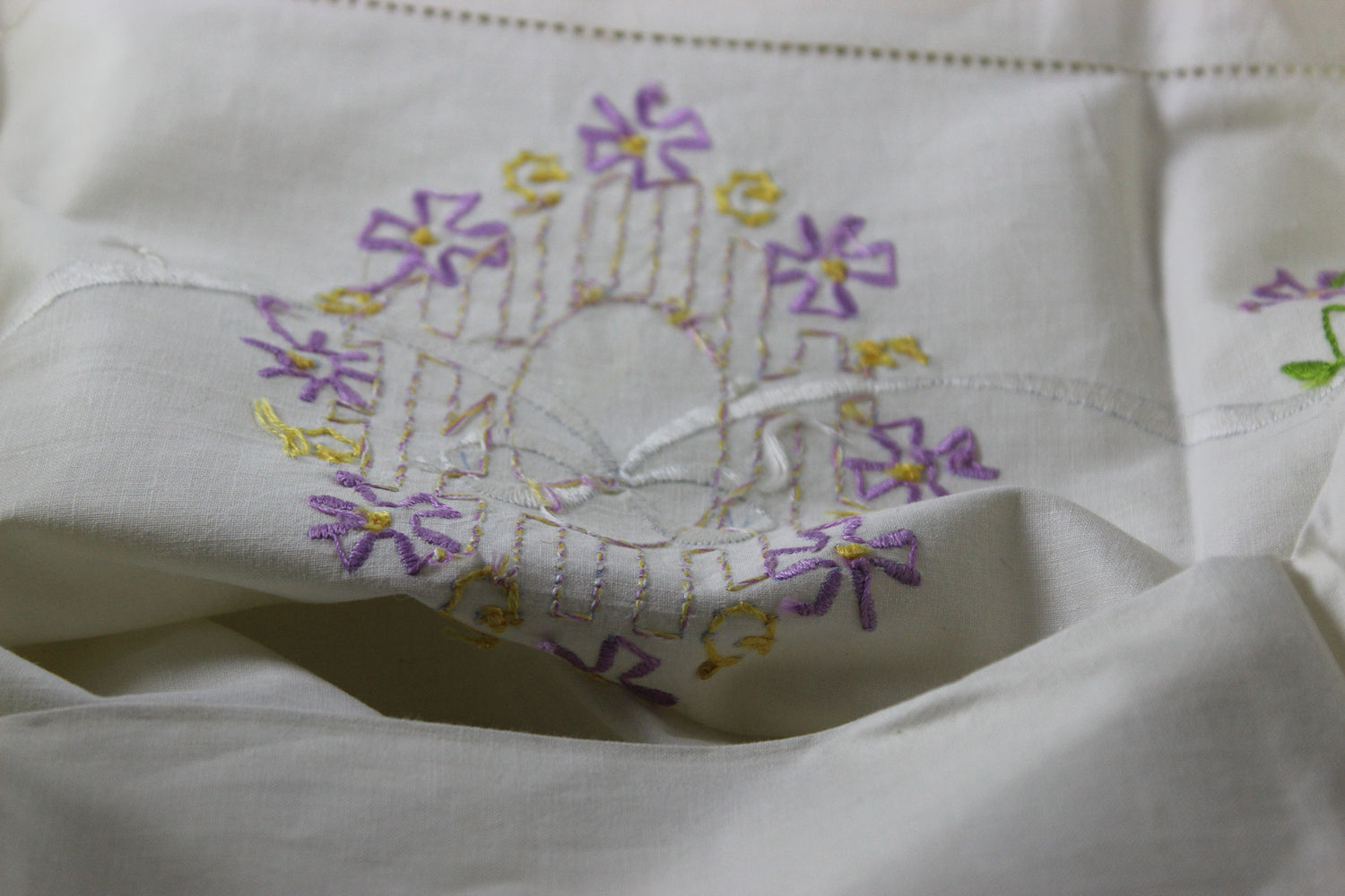 Vintage Floral Hand Embroidered Pillowcases