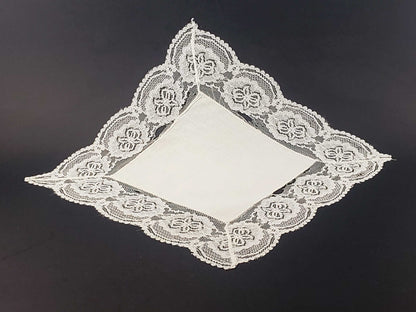 Medium Linen and Lace Delicate Antique Handkerchief