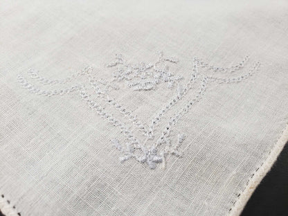 Medium Linen Embroidered Handkerchief