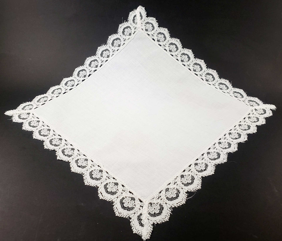 Medium Linen and Lace Bordered Handkerchief