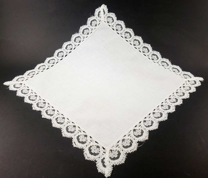 Medium Linen and Lace Bordered Handkerchief