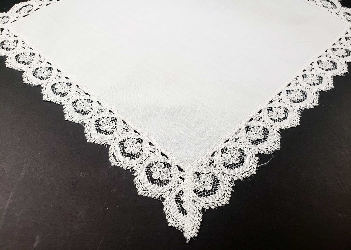 Medium Linen and Lace Bordered Handkerchief