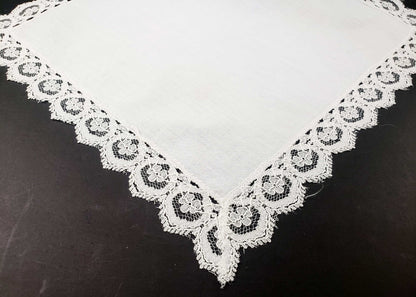 Medium Linen and Lace Bordered Handkerchief