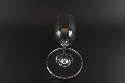 Mikasa Stephanie Pattern clear champagne flute on a black background