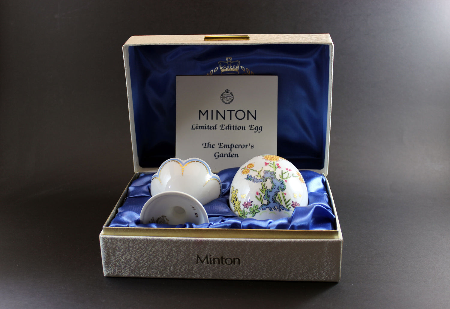 Minton Bone China Egg with Stand and Box, Emperor&