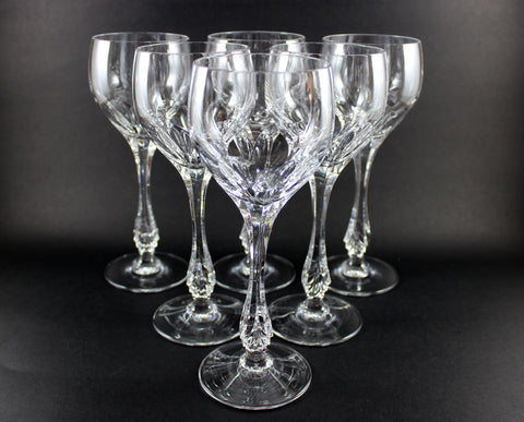 Discontinued Stolzle SZA4 Wine Glasses, Goblets / Gold Banded Wine Glasses  / Vintage Barware / Stolzle Crystal Stems / Etched Wine Glasses 
