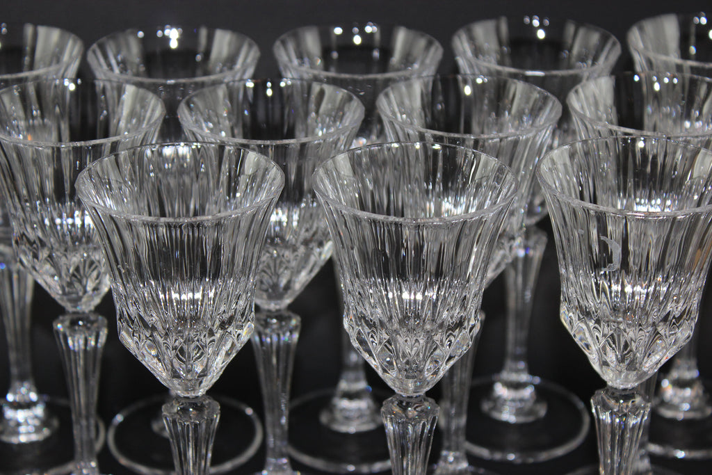 Vintage Crystal Water Goblets, Wine Glasses, Sherry Glasses