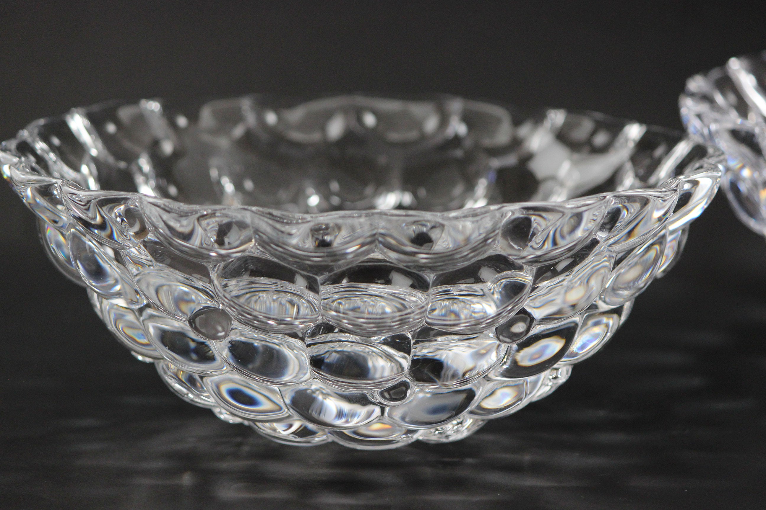 Orrefors Medium Crystal Bowl, Raspberry Pattern