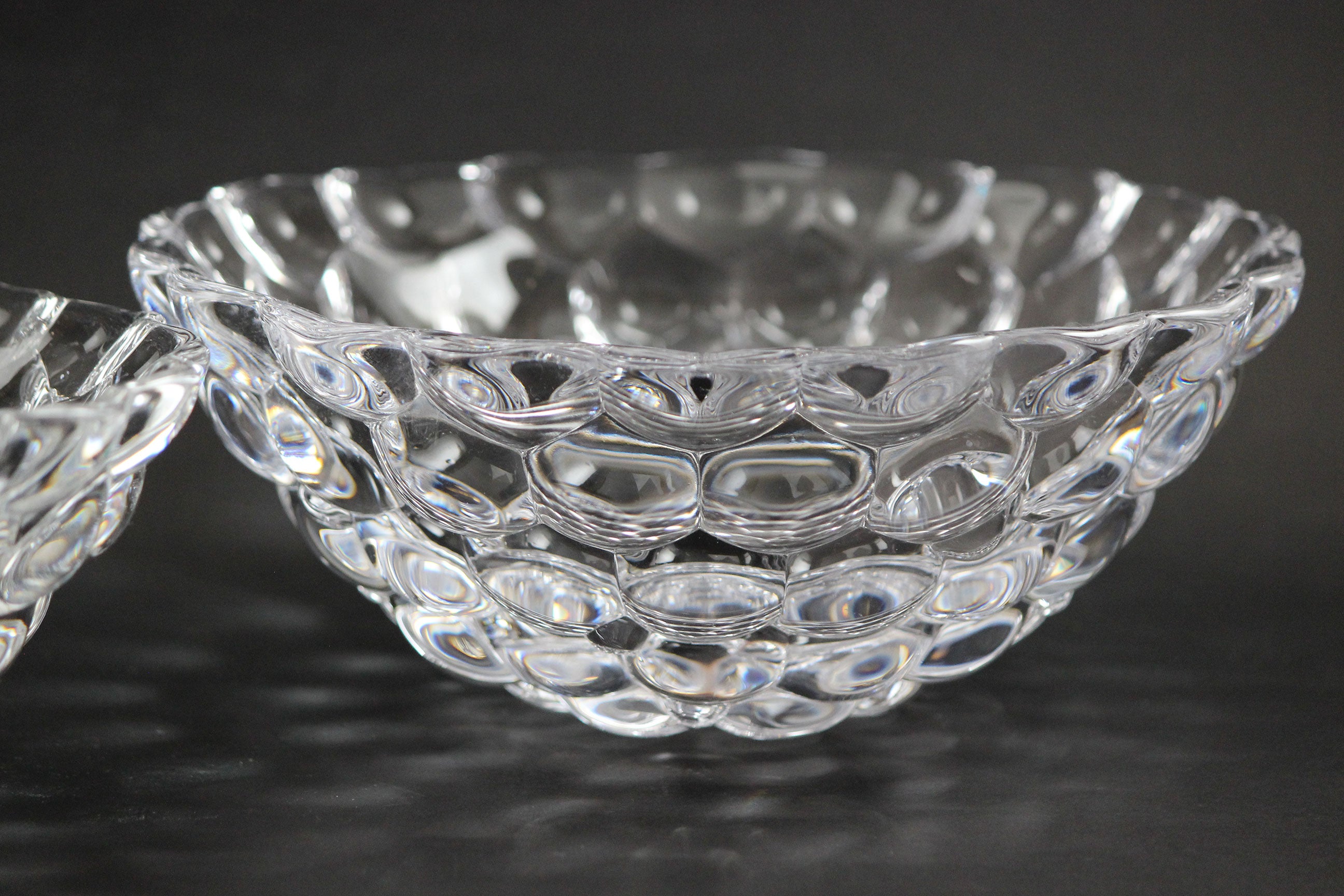 Orrefors Medium Crystal Bowl, Raspberry Pattern