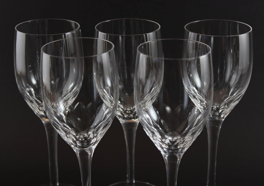 Five Orrefors Prelude Clear White Wine Glasses