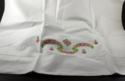 Hand Embroidered Floral Pillowcases
