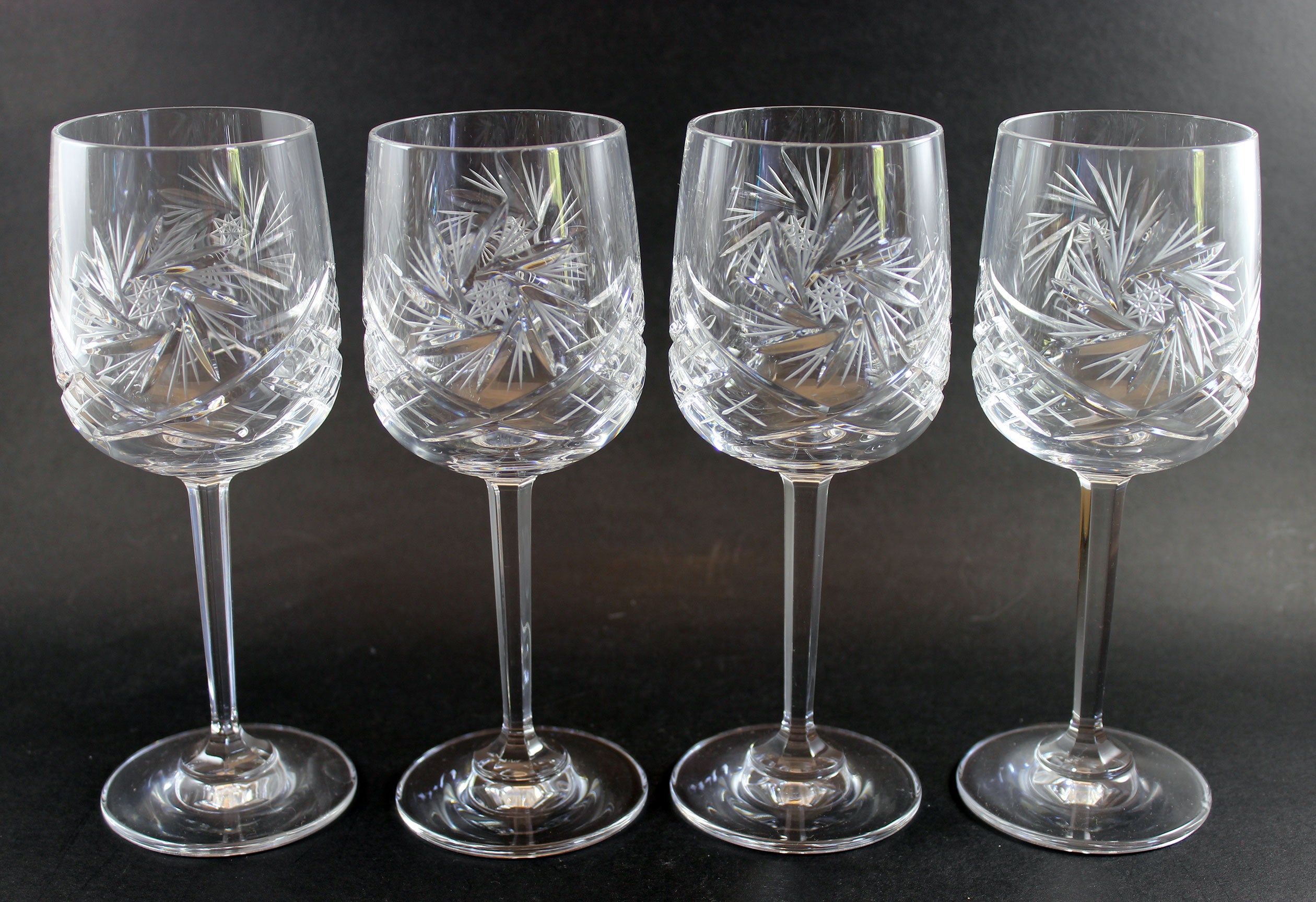 Pinwheel Crystal, Straight Stem, Tall Wine Glasses