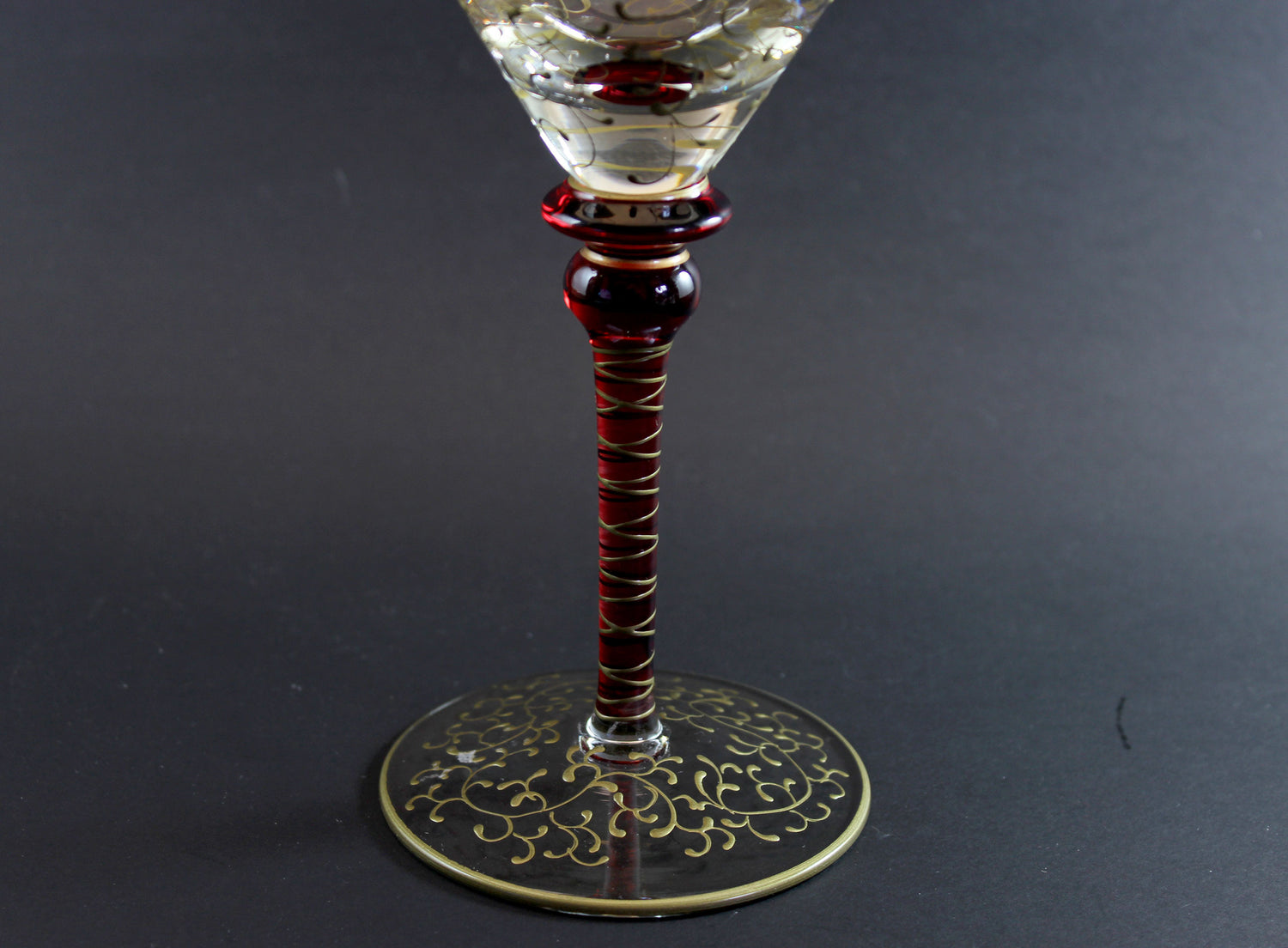 Rioja Blown Glass Martini Glasses, Pier 1,  Ruby Red and Gold