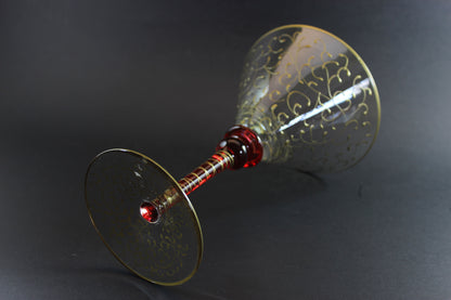Rioja Blown Glass Martini Glasses, Pier 1,  Ruby Red and Gold