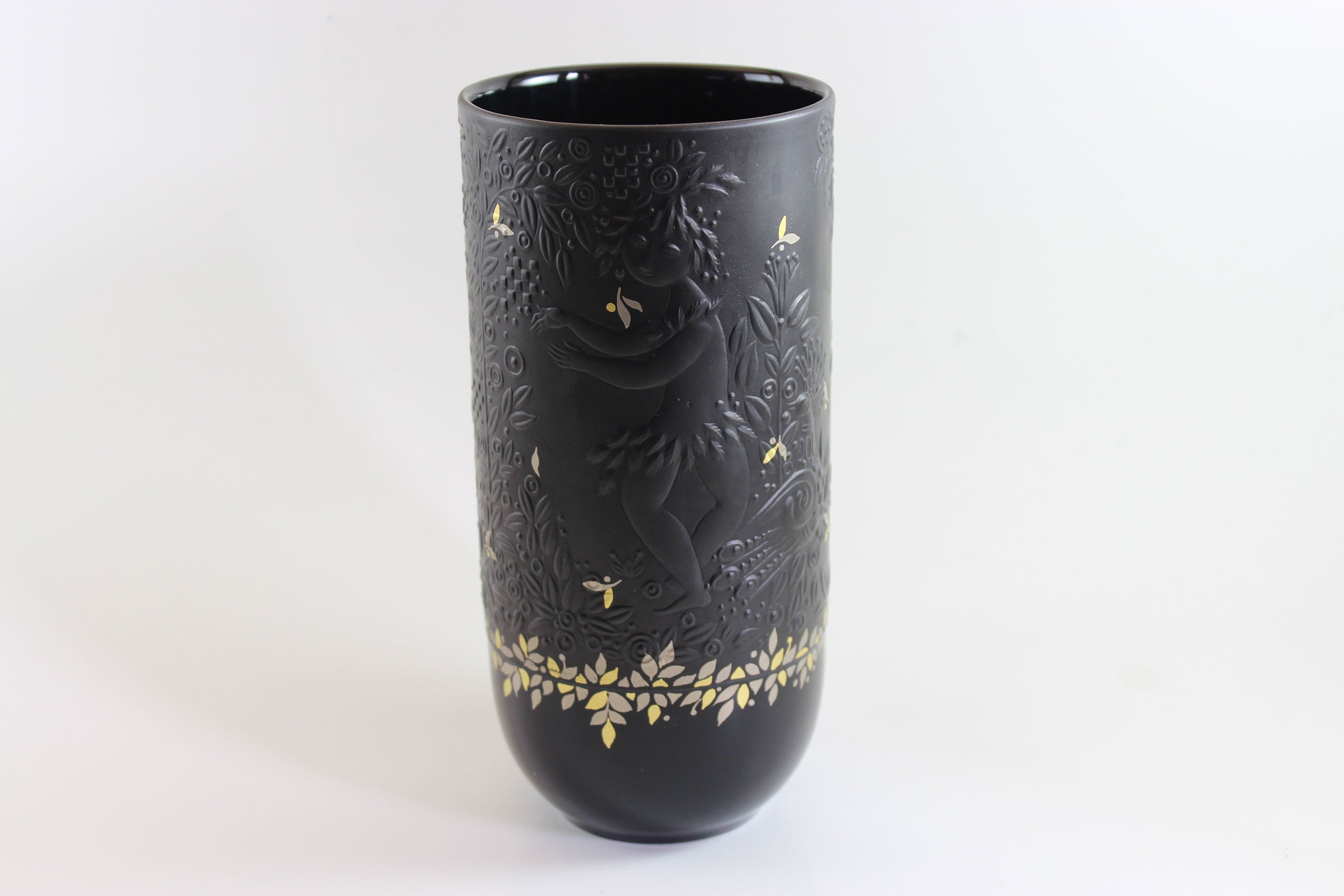 Rosenthal, Bjorn Wiinblad ,Black Porcelain Vase, The Magic Flute