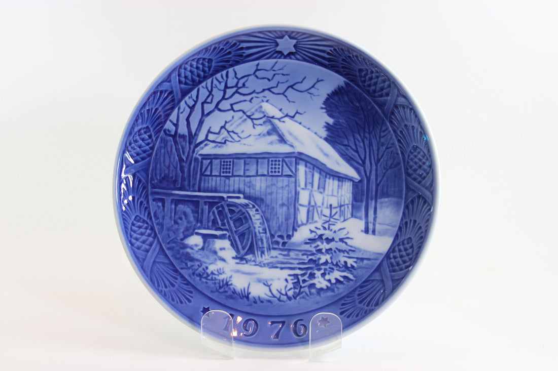 Royal Copenhagen Blue ceramic plate with a winter scene and &