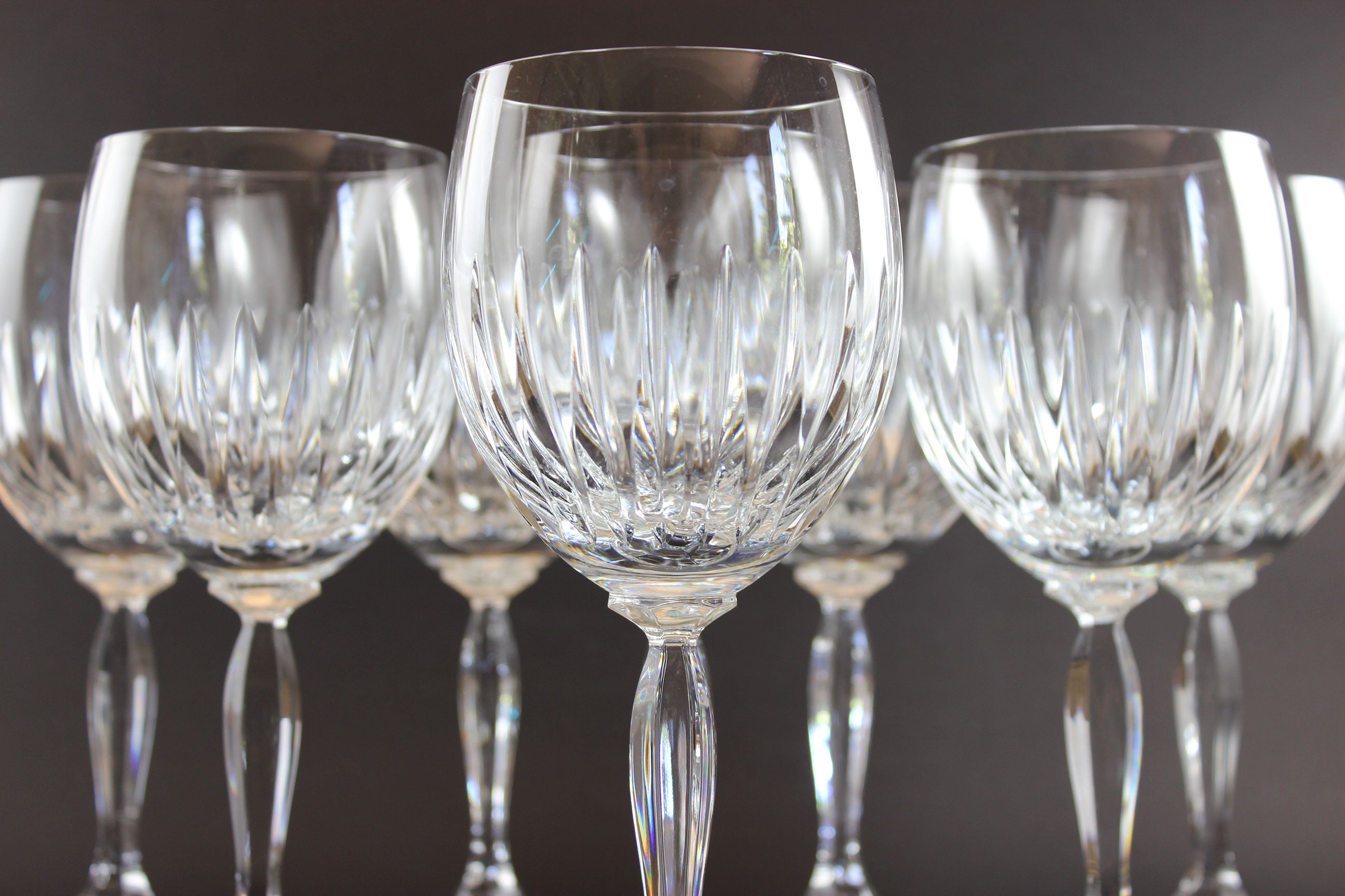 Schott-Zwiesel crystal wine glasses on a dark background