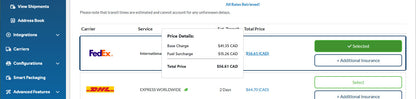 Additional Shipping Charges to Dublin Order No. 1720