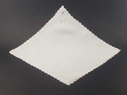 Small White Linen Butterfly Embroidered Handkerchief