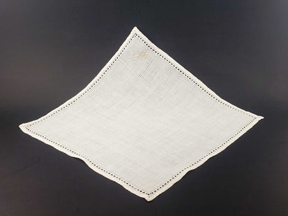 Medium Natural Linen Embroidered Handkerchief