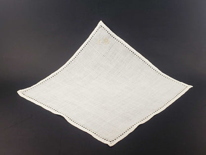 Medium Natural Linen Embroidered Handkerchief
