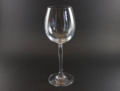 Set of Spiegelau Arabeske clear wine glasses on a dark background
