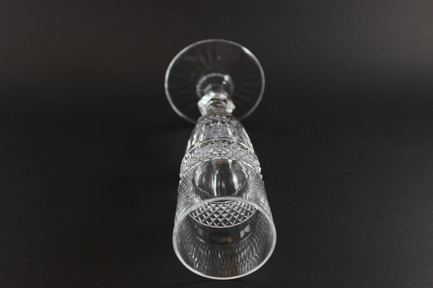 Clear crystal Champagne flute on a black background