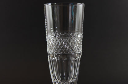 Clear crystal Champagne flute on a black background