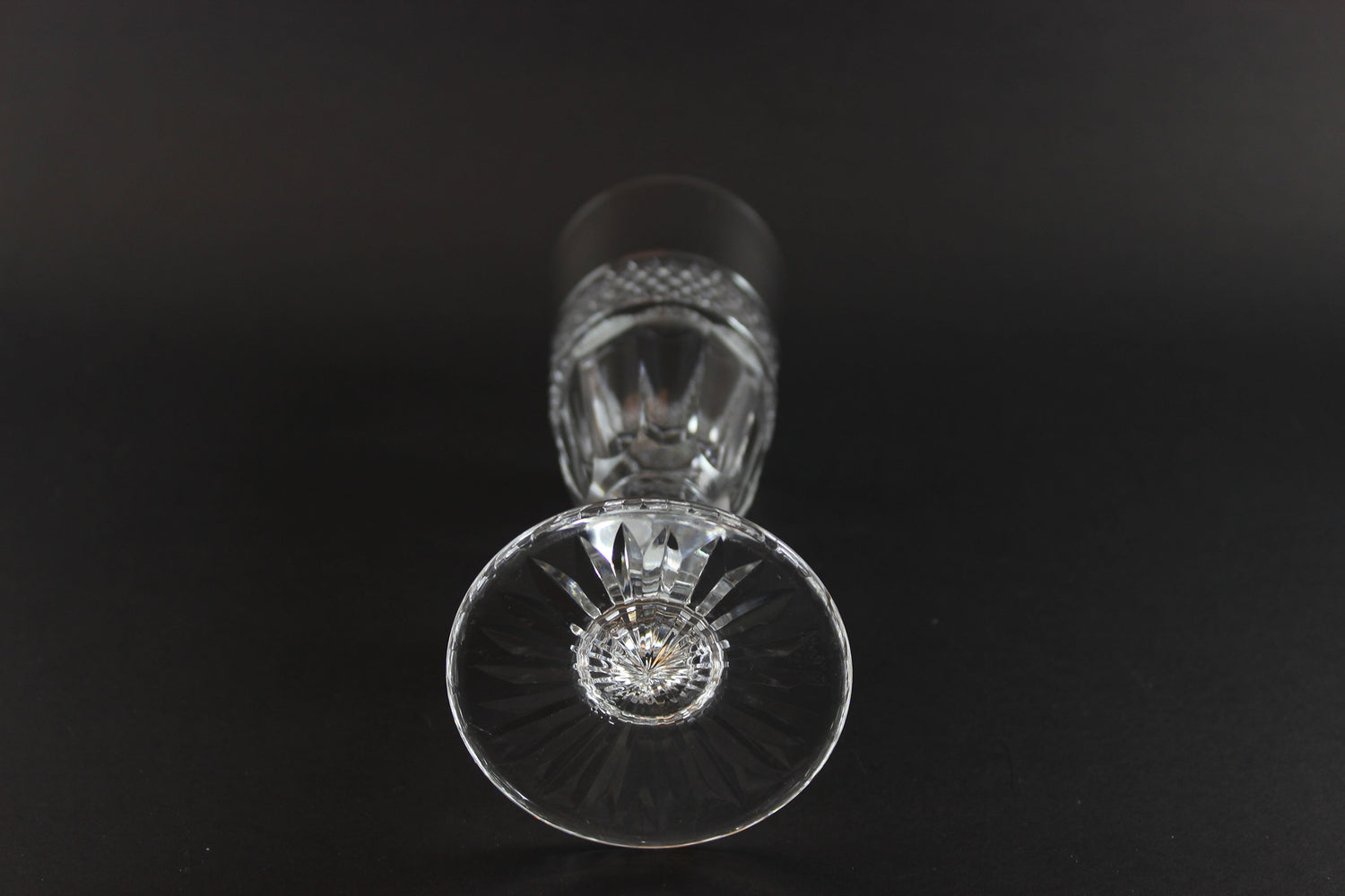 Clear crystal Champagne flute on a black background