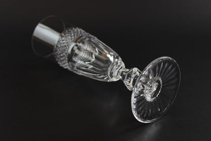 Clear crystal Champagne flute on a black background
