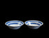 White ironstone cereal bowl with blue stripes in Cornishware style.