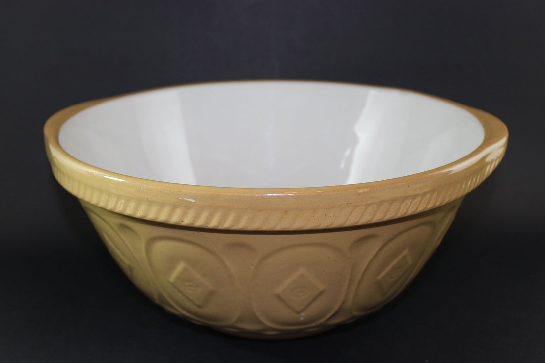T. G. Green, Vintage Yellow Ware Gripstand Mixing Bowl, 11 Inch