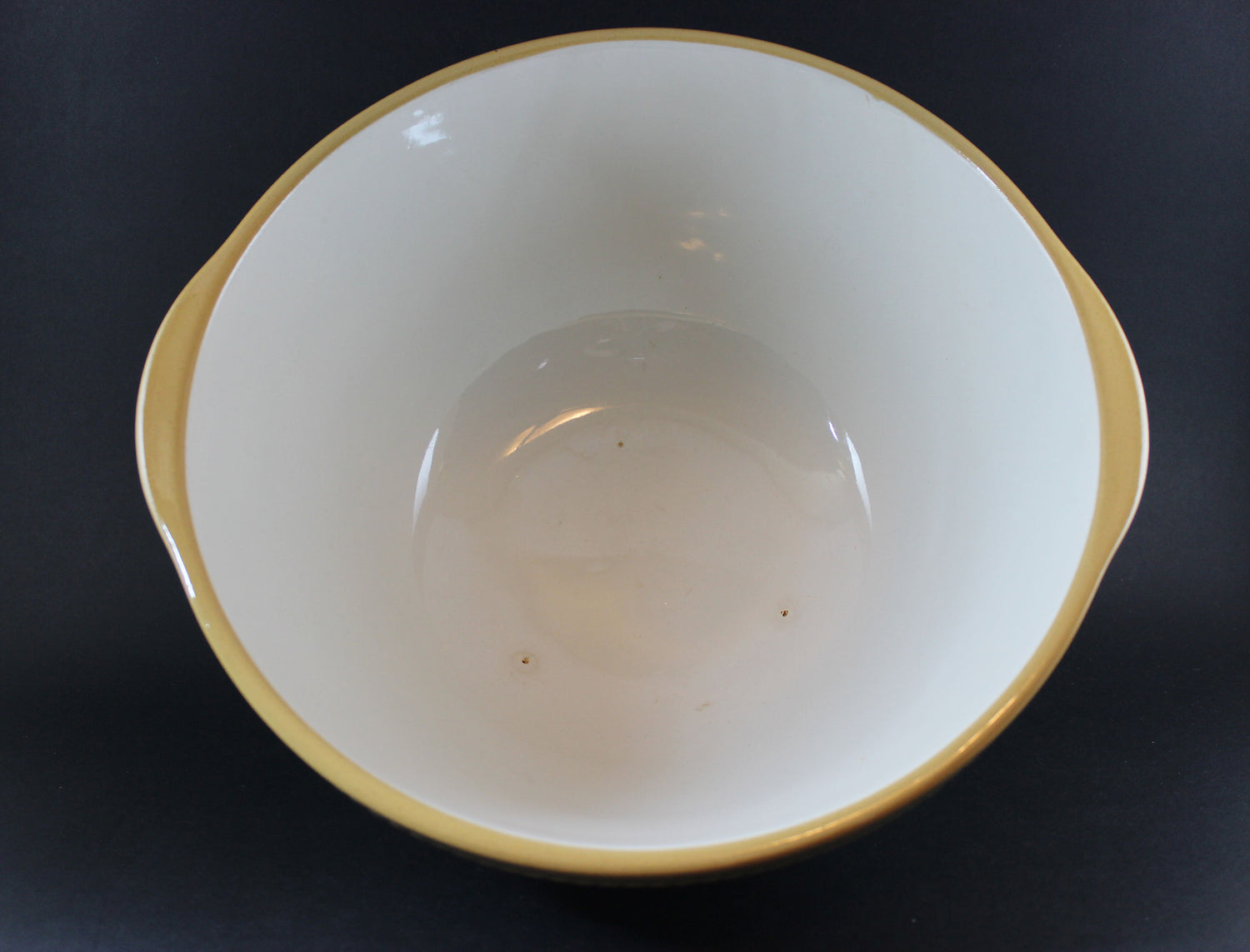T. G. Green, Vintage Yellow Ware Gripstand Mixing Bowl, 11 Inch