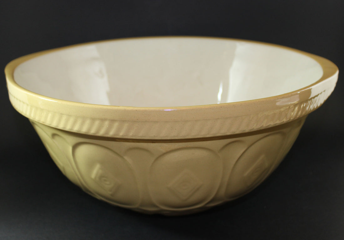 T. G. Green, Vintage Yellow Ware Gripstand Mixing Bowl, 13 Inches