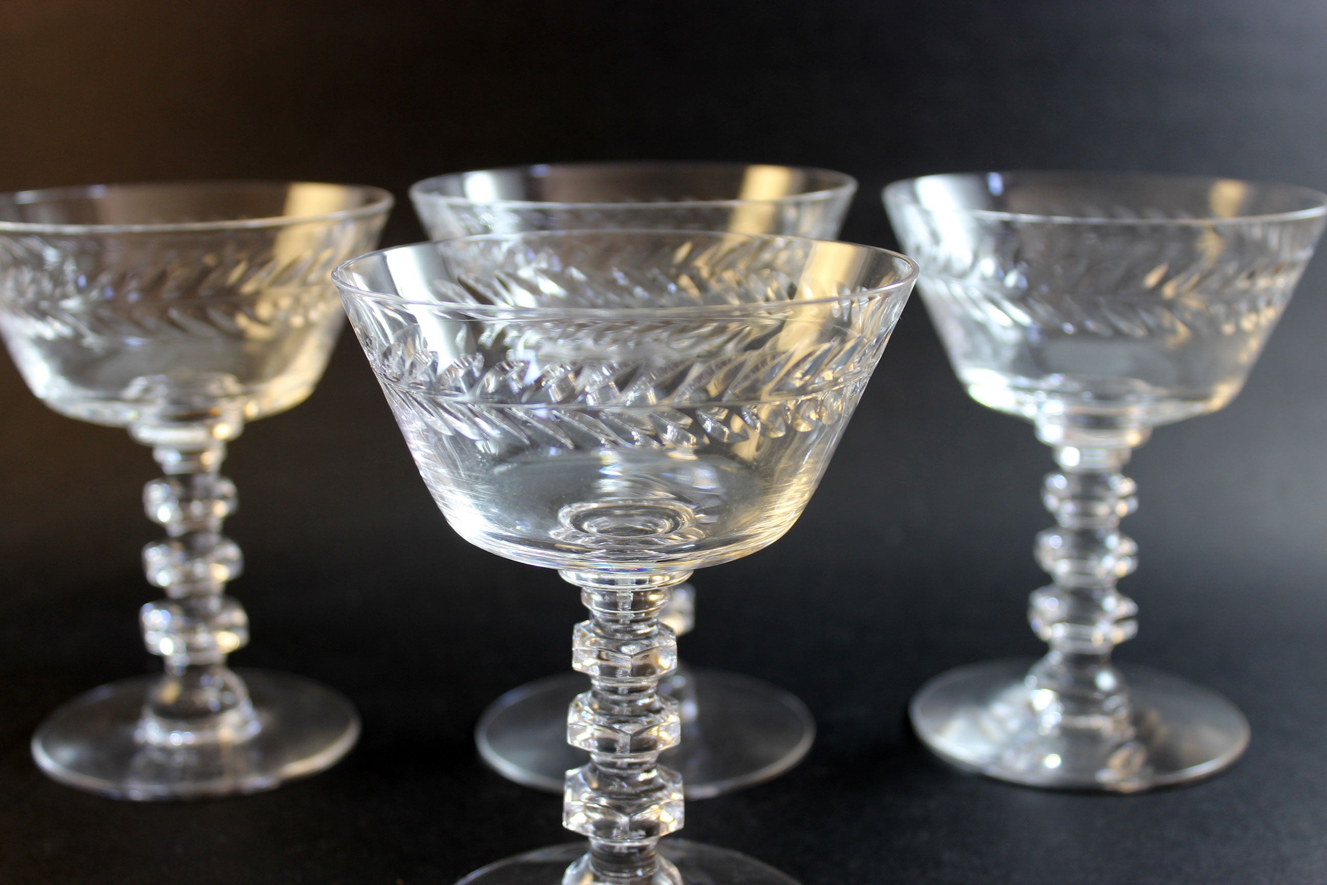 Tiffin-Franciscan Champagne Coupe, Woodstock Pattern