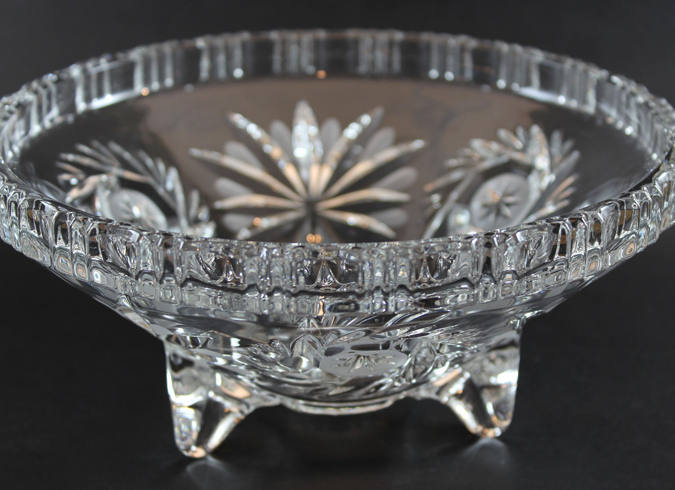 Triangular Footed Glass Bowl