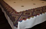 Ukrainian Print, Vintage Linen Tablecloth