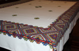 Ukrainian Print, Vintage Linen Tablecloth