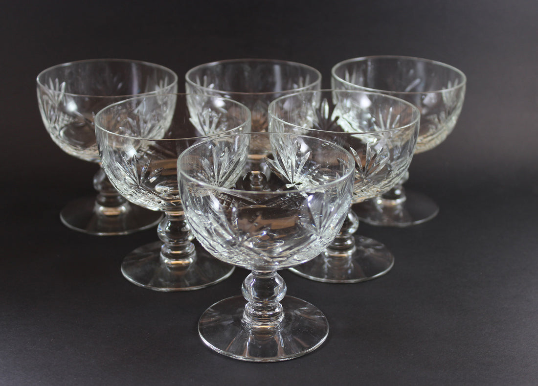 Webb Corbett Crystal, Champagne or Dessert Glasses, Unknown Pattern