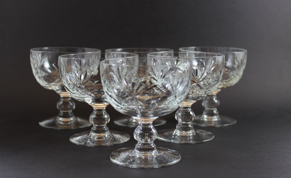 Webb Corbett Crystal, Champagne or Dessert Glasses, Unknown Pattern