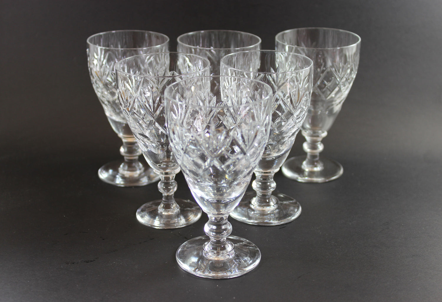 Webb Corbett Crystal, Claret Wine Glasses, Georgian Pattern