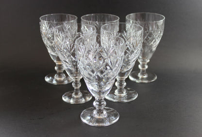 Webb Corbett Crystal, Claret Wine Glasses, Georgian Pattern
