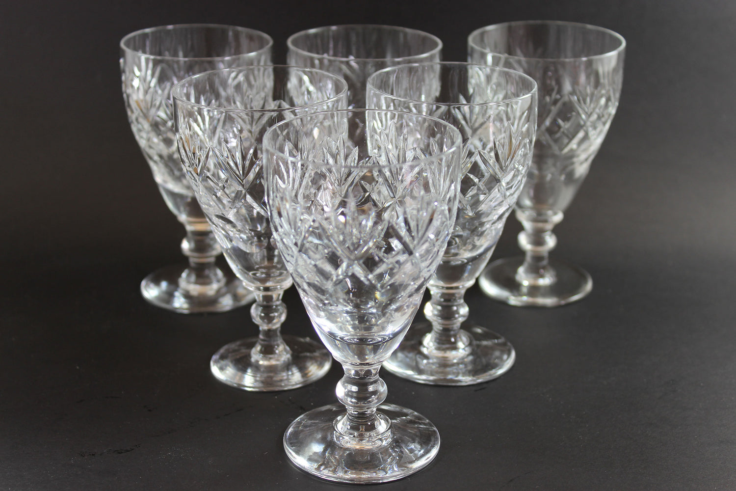 Webb Corbett Crystal, Claret Wine Glasses, Georgian Pattern
