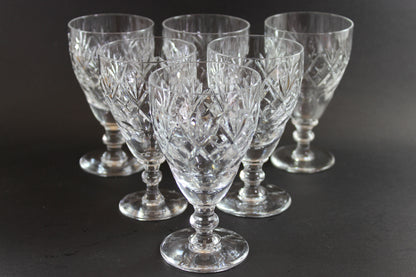 Webb Corbett Crystal, Claret Wine Glasses, Georgian Pattern
