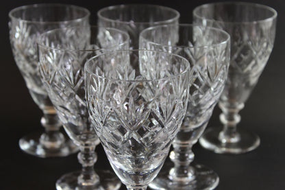 Webb Corbett Crystal, Claret Wine Glasses, Georgian Pattern