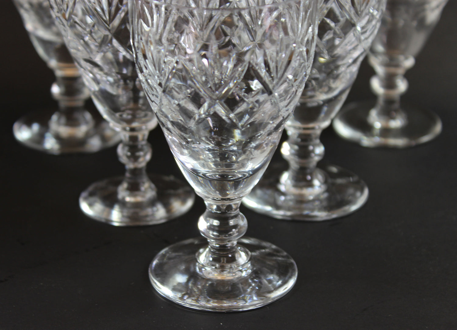 Webb Corbett Crystal, Claret Wine Glasses, Georgian Pattern