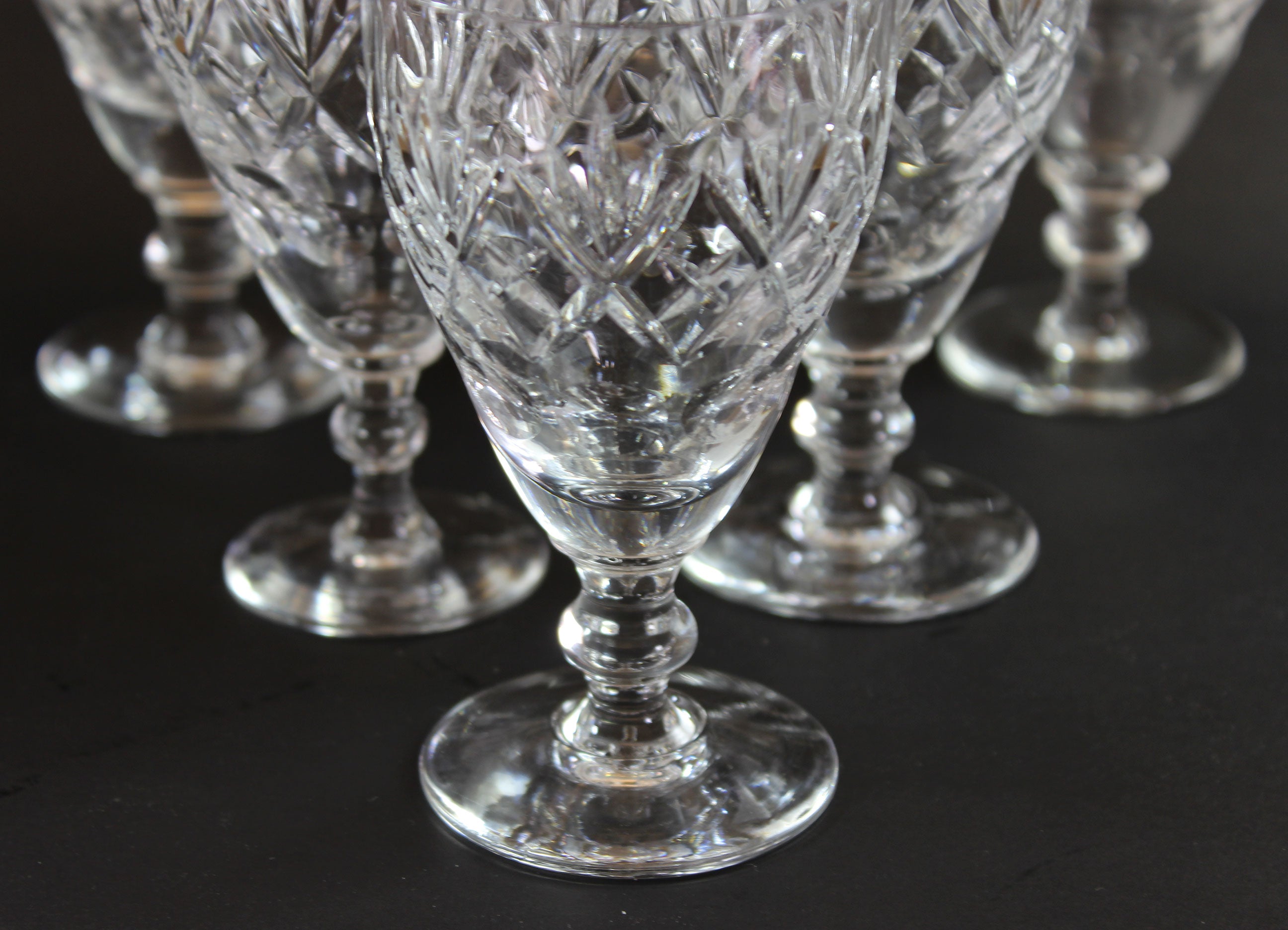 Webb Corbett Crystal, Claret Wine Glasses, Georgian Pattern